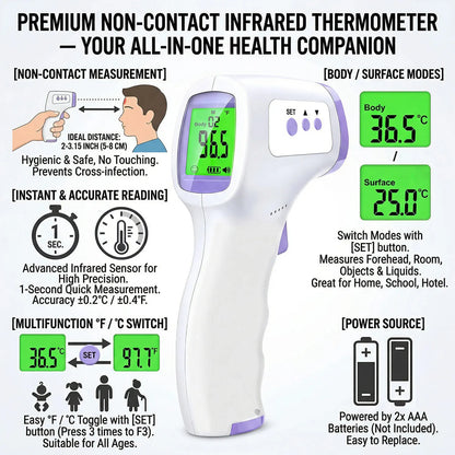Non-contact Digital Infrared Forehead Temperature Electronic Thermometer Or Finger Pulse Oximeter Oxygen Saturation Meter Oximet