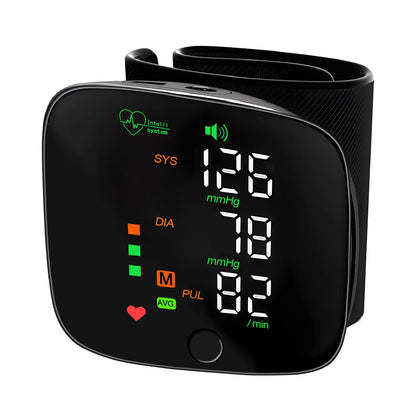 Digital Touch LCD Screen Chargeable Voice Wrist Blood Pressure Monitor Digital Automatic BP Tonometer Heart Rate Sphygmomanomete