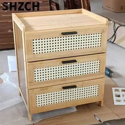 ‌Modern Minimalist Nightstand - Solid Wood Bedside Storage Cabinet with Drawer, Space-Saving Slim Design for Studio Apartments
