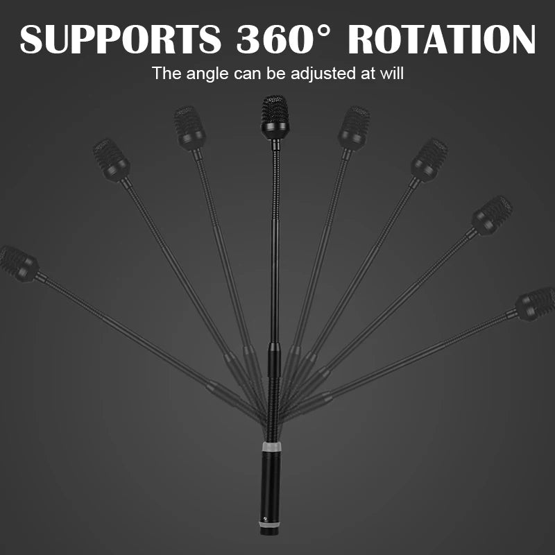 Professional Dynamic Gooseneck Microphone with XLR Connector, Metal DJ Mic, Adjustable Flexible Stand, No Battery Required, Micr