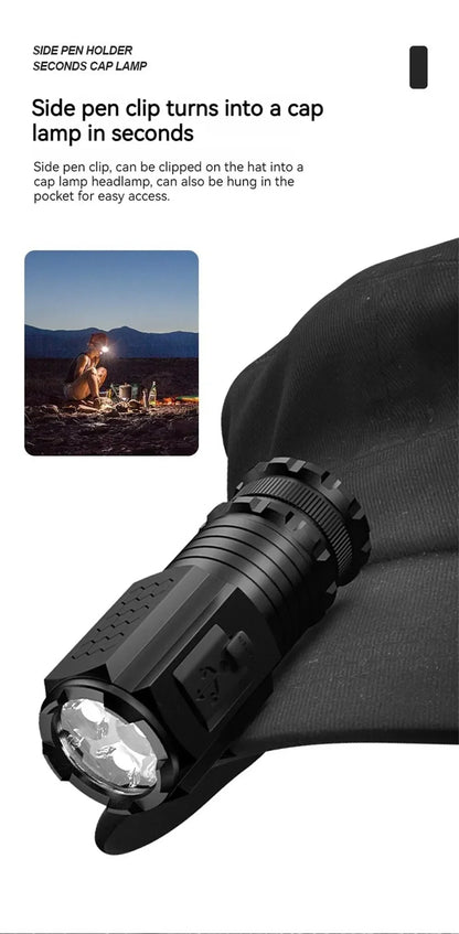 High Quality 3*SST20 LED Flashlight 18350 Super Bright Torch Rechargeable USB Light Waterproof with CAP CLIP for Hiking Camping