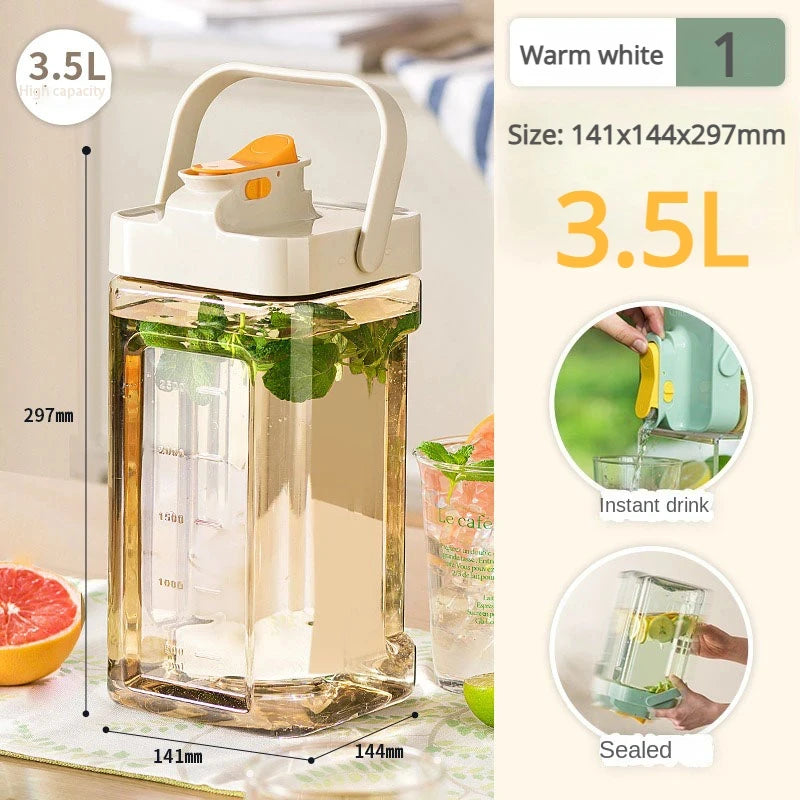 2.3/3.5l Refrigerator Cold Water Bottle With Faucet Large Iced Beverage Dispenser Beverage Juice Dispenser Kitchen Drinkware
