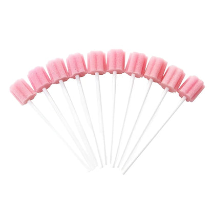 【100Pcs Disposable Oral Care Sponge Sticks Oral Swabs Single Use Stick Plum Blossom Shape Cleaning Accessories】