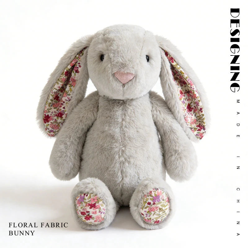 23cm Adorable Floral Bunny Plush Toy Huggable Soft Stuffed Rabbit Doll with Floral Ears Birthday Gift for Girl Plush Collectors