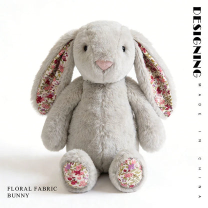 23cm Adorable Floral Bunny Plush Toy Huggable Soft Stuffed Rabbit Doll with Floral Ears Birthday Gift for Girl Plush Collectors