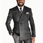 Black Striped 2 Piece Men Suits Wedding Groom Tuxedos Formal Business Suits Peak Lapel Double Breasted Blazer Set(Jacket+Pants)