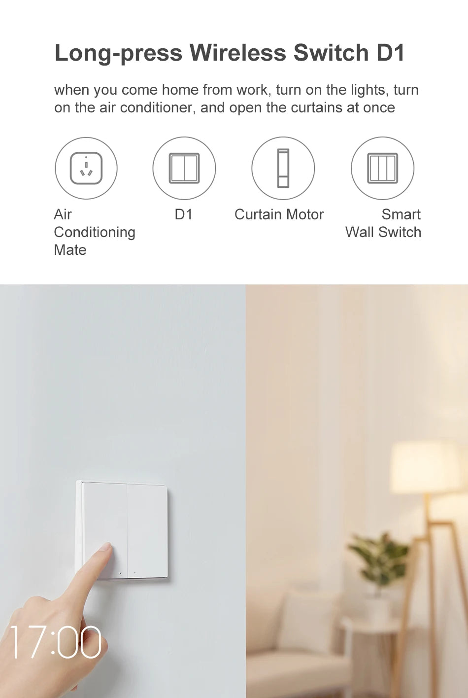 Aqara Smart Wall Wireless Switch D1 ZigBee Remote Control Key Light Switch Button For Mi home HomeKit APP