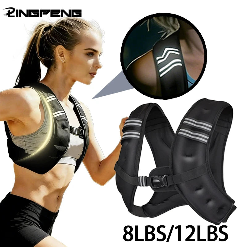 Weighted Vest Fitness 8lbs/16lbs with Reflective Strips Men Women for Workout Strength Training Running Jogging Walking