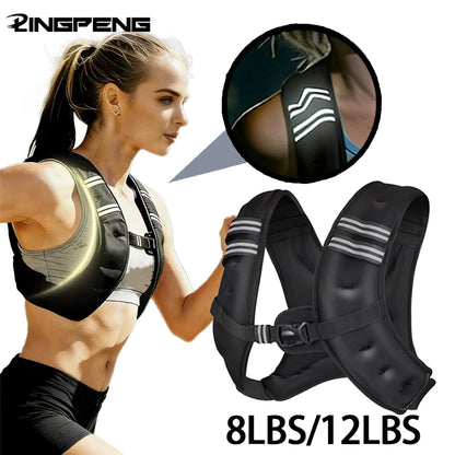 Weighted Vest Fitness 8lbs/16lbs with Reflective Strips Men Women for Workout Strength Training Running Jogging Walking