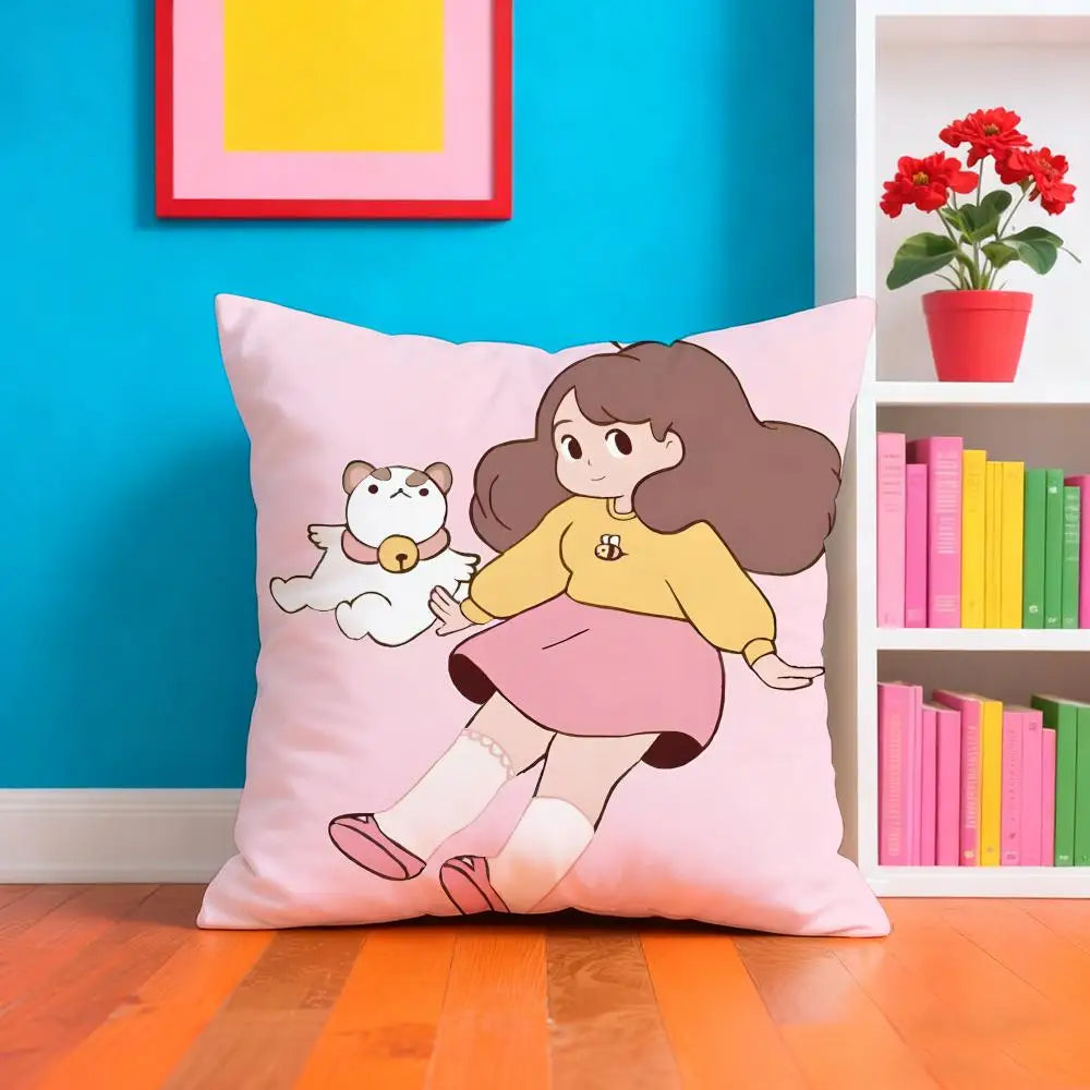 Bee And P-PuppyCat Anime Pillow Case Cushion Cover Soft & Easy-Wash Pillow Case – Versatile For Couch, Bed, Travel And Office