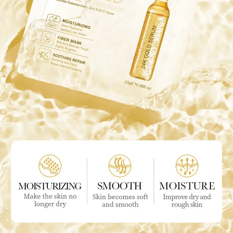 10-Piece Set Sadoer 24K Gold Vitamin C Hyaluronic Acid Mask Moisturizing Firming Hydrating Facial Care Mask Skincare Products