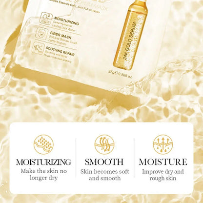 10-Piece Set Sadoer 24K Gold Vitamin C Hyaluronic Acid Mask Moisturizing Firming Hydrating Facial Care Mask Skincare Products