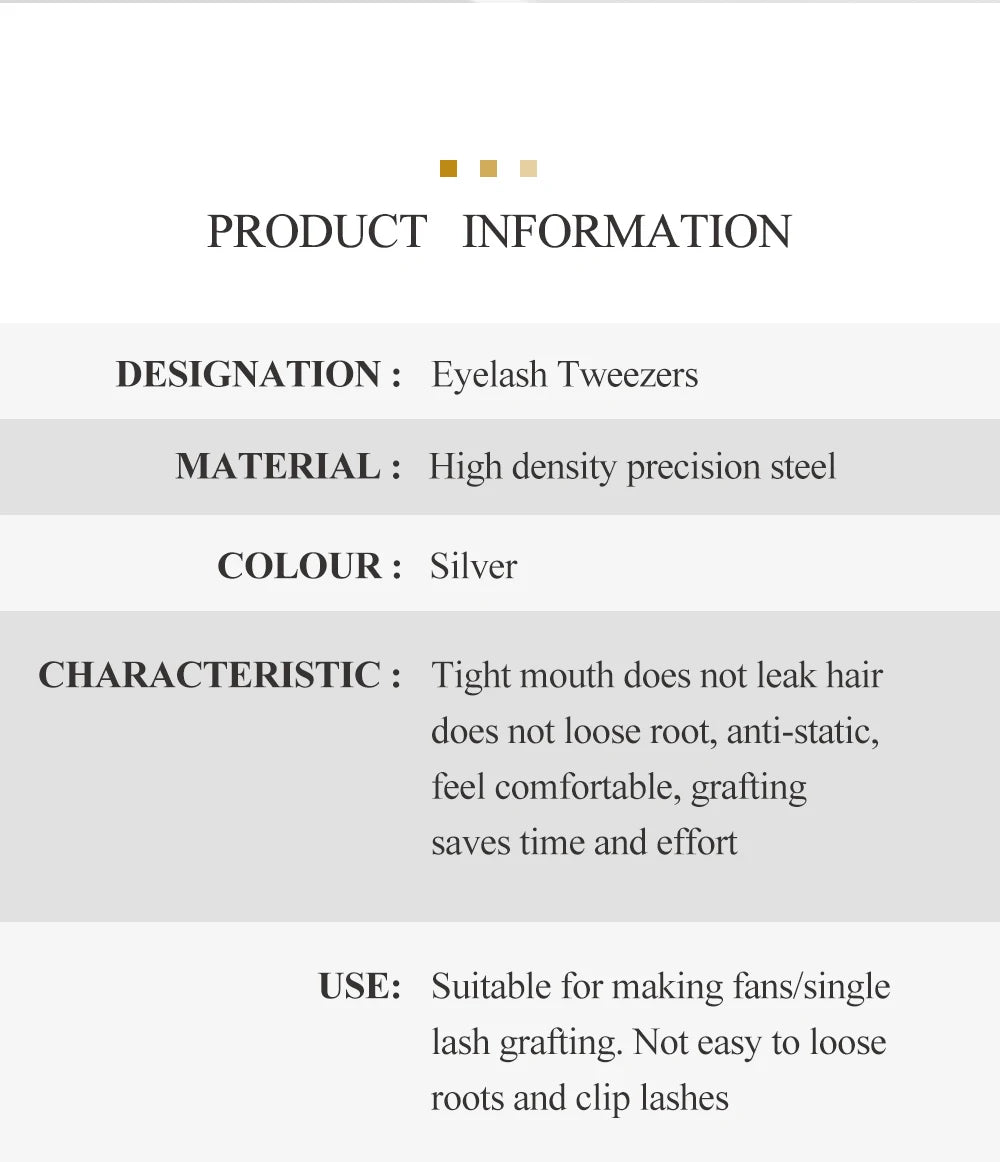 SAKURAHANA Anti-Static Eyelash Tweezers Professional High Precision Volume Extension Stainless Steel Anti-slip Makeup Tool