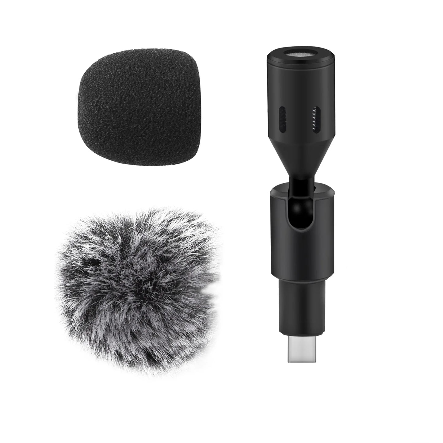 Plug-in Smartphone Microphone Mobile Phone Mic Cardioid Pickup Type-C Plug 90° Angle  with 2pcs Windscreen for Sm