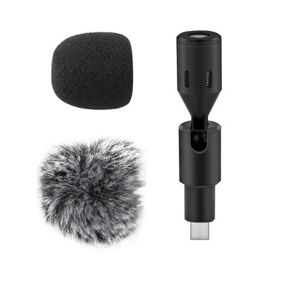 Plug-in Smartphone Microphone Mobile Phone Mic Cardioid Pickup Type-C Plug 90° Angle  with 2pcs Windscreen for Sm