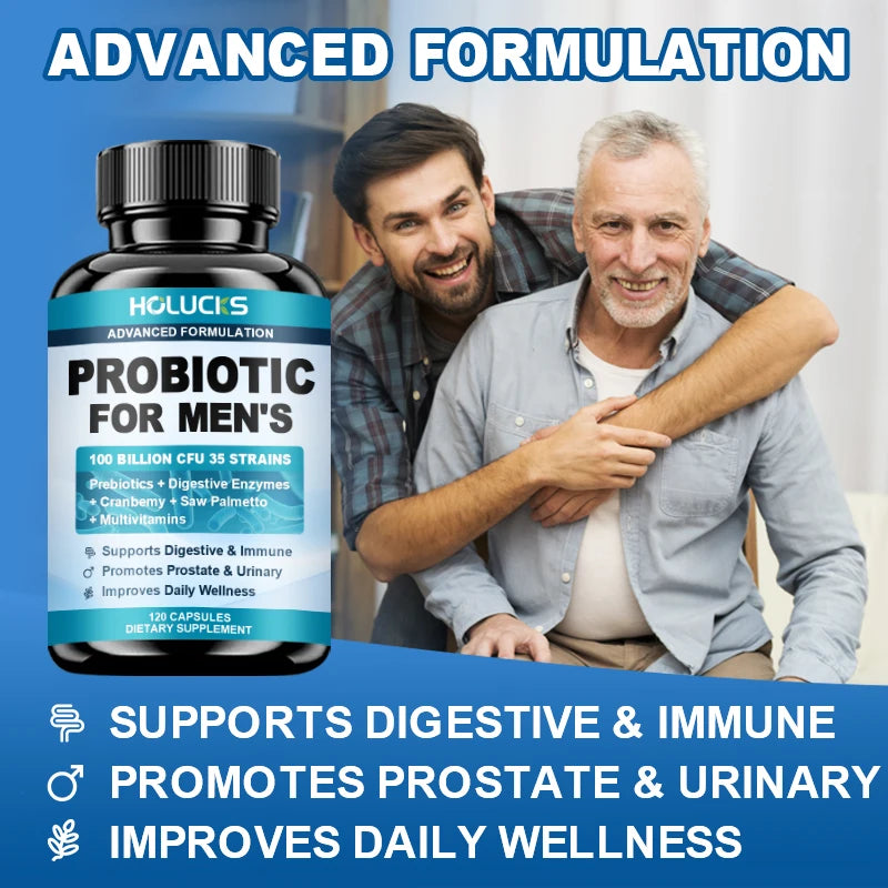 Probiotics Capsules for Men, Nutritional Absorption, Digestion, Immune Support, Prostate & Urinary Health, Reduce Bloating