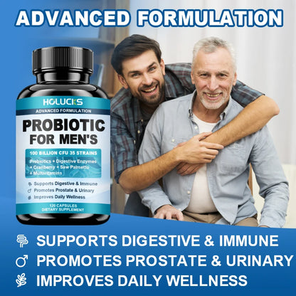 Probiotics Capsules for Men, Nutritional Absorption, Digestion, Immune Support, Prostate & Urinary Health, Reduce Bloating