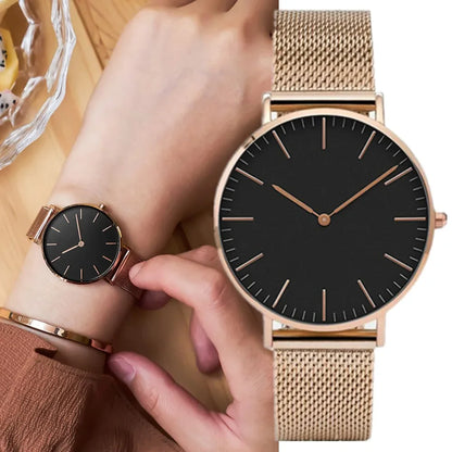 Ultra-thin Fashion Watch Women Luxury Metal Mesh Belt Ladies Quartz Wristwatches Minimalist Elegant Woman Watches reloj mujer