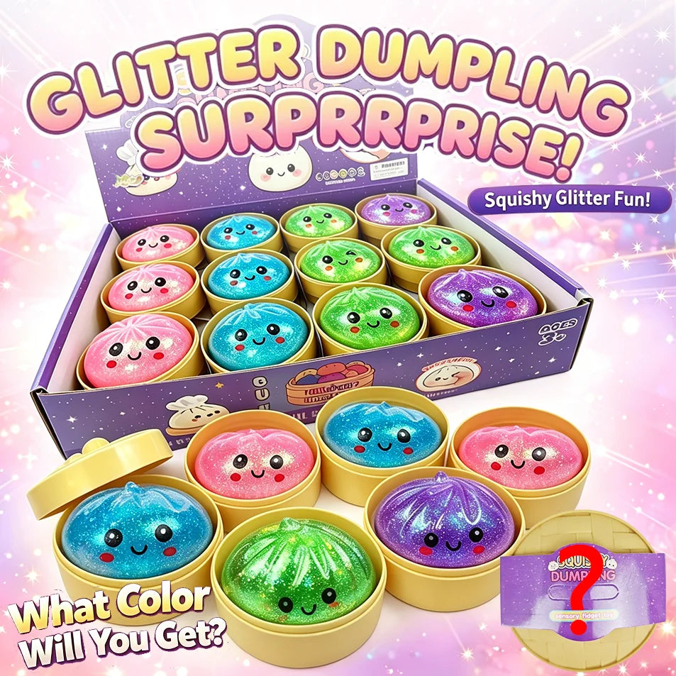 2026 Glitter Dumpling Squishy ULTRA RARE Glitter Hidden Edition Dumplings Sensory Steamer Soft TPR Dough Ball for Stress Relief