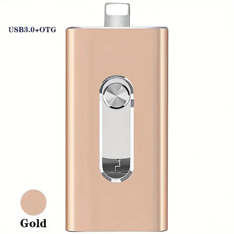 4-in-1 USB 3.0 External Flash Drive for iPhone & Type-C & Android & PC, Easy Backup and File Transfer, Photo Stick Memory Stick