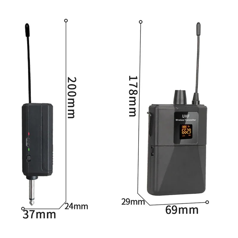 Wireless Lavalier Microphon Headset Mic with Transmitter Receiver LED Display Bodypack Transmitter for Teaching Live Performance