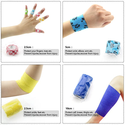 24 Pieces Self Adhesive Bandage Wrap Breathable Vet Wrap Cohesive Bandage First Aid for Pets Athletic Elastic Self Adherent Wrap