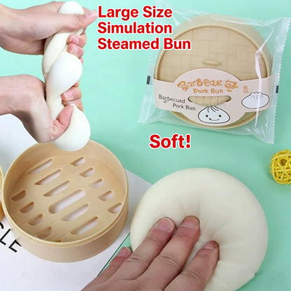 Colorful Steamer Dumpling Squishies Stress Ball Slow Rising Squeeze Fidget Toy Anti-Stress Sensory Relief for Adults Funny Gifts