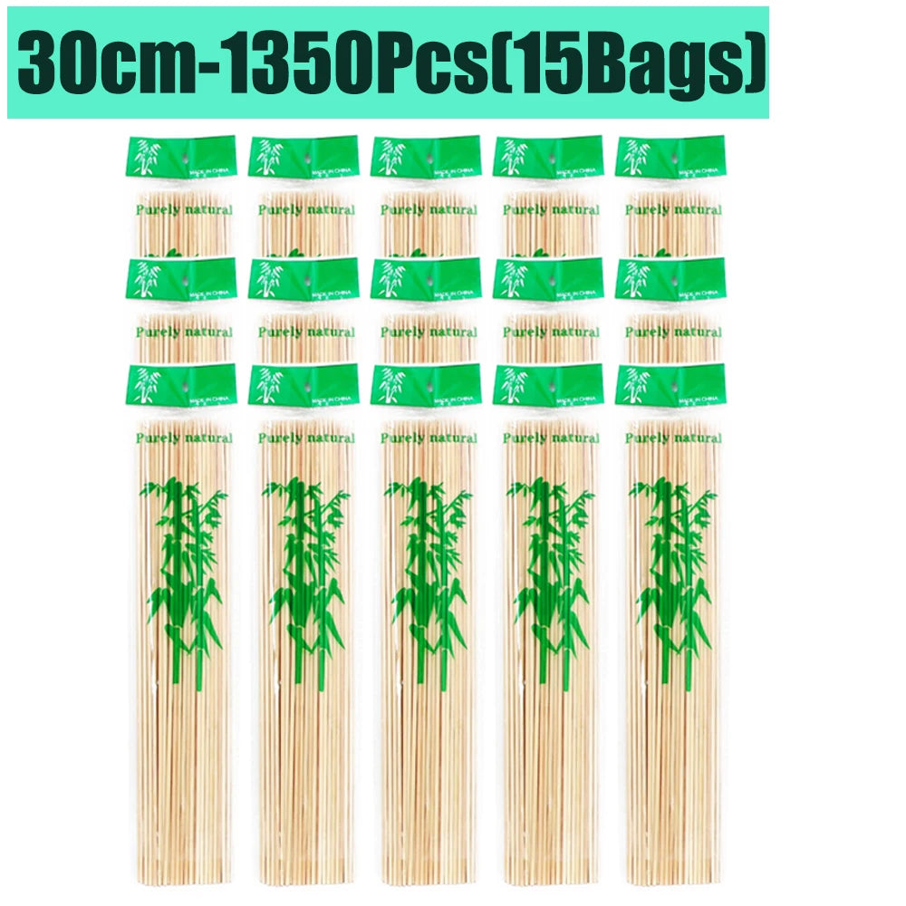 90-1350Pcs Bamboo Wooden BBQ Skewers Sticks Disposable 15/20/25/30cm for Grilling, Fruit, Kabob,BBQ, Barbecue, Camping, Outdoor