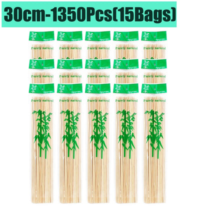 90-1350Pcs Bamboo Wooden BBQ Skewers Sticks Disposable 15/20/25/30cm for Grilling, Fruit, Kabob,BBQ, Barbecue, Camping, Outdoor