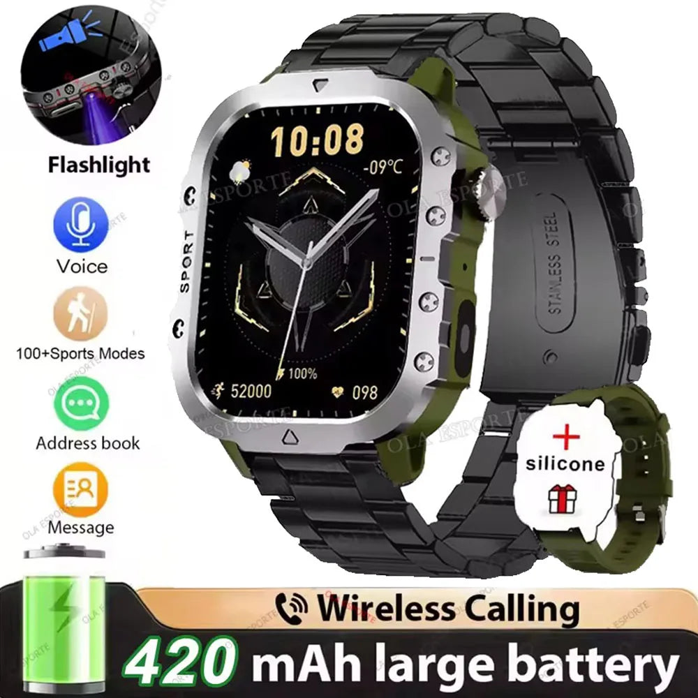 2026 New SmartWatch Men Militray Outdoor GPS Sport Watches Heart Rate Sleep Waterproof Smart Watch IOS Android