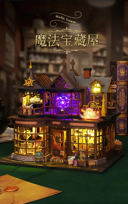 DIY Miniature Magic Treasure House Book Nook - Handcrafted 3D Puzzle, Creative Christmas Halloween Black Friday Gift Idea