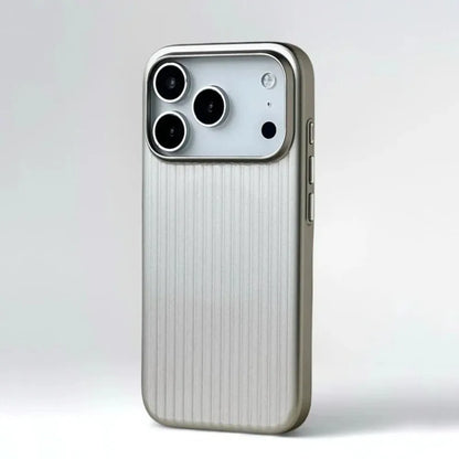 Luxury Stripes Metallic Paint Armor Case For iPhone 17 Air 16 15 14 13 Pro Max Shockproof Camera Protective Slim Matte PC Funda