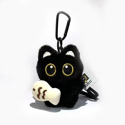 6/1 szt. Urocza pluszowa lalka czarny kot brelok do kluczy zawieszka do torebki Charms Kawaii akcesoria do breloczków dla kobiet par prezent