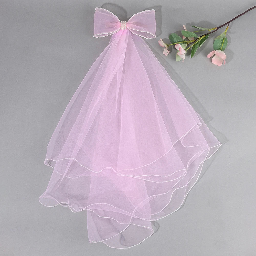 White Tulle Hair Clips For Girls Fairy Mesh Bow Large Hairpin Flower Barrette Summer Party Wedding Women Headdress Accessories