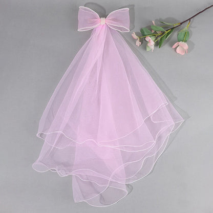 White Tulle Hair Clips For Girls Fairy Mesh Bow Large Hairpin Flower Barrette Summer Party Wedding Women Headdress Accessories