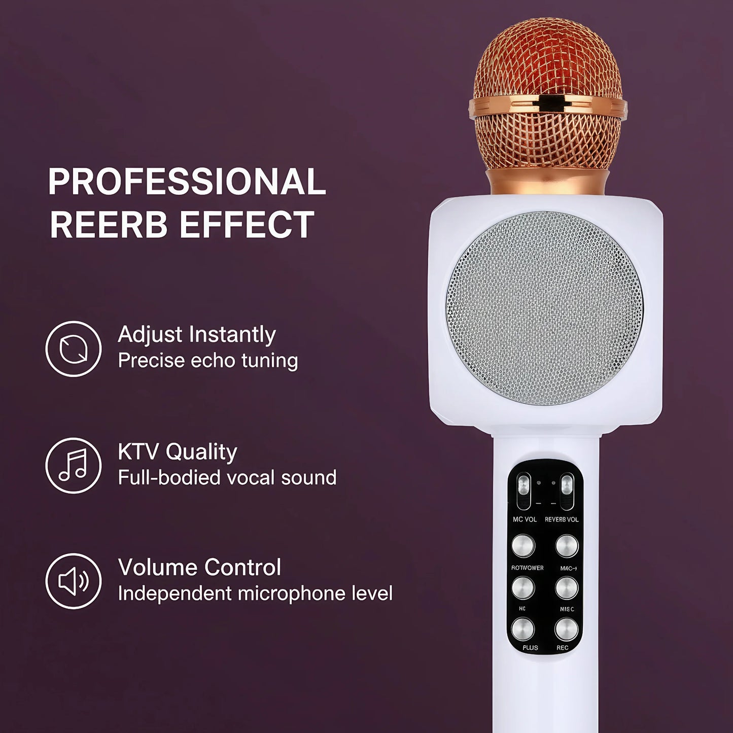 Magic Voice Karaoke Microphone, Wireless Bluetooth Speaker with 4 Voice Changer, Colorful LED Lights, HIFI Sound, for Party Gift