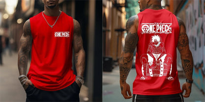 One Piece Men's Tank Top Japanese Anime Spring/Summer Sports Fitness Trend Casual Sleeveless Top