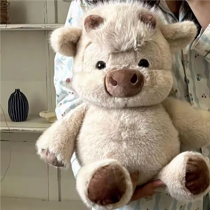 Adorable Highland Cattle Plush Toy - Huggable Running Cow Stuffed Animal Made with Premium Soft Fabric, Soothing Companion