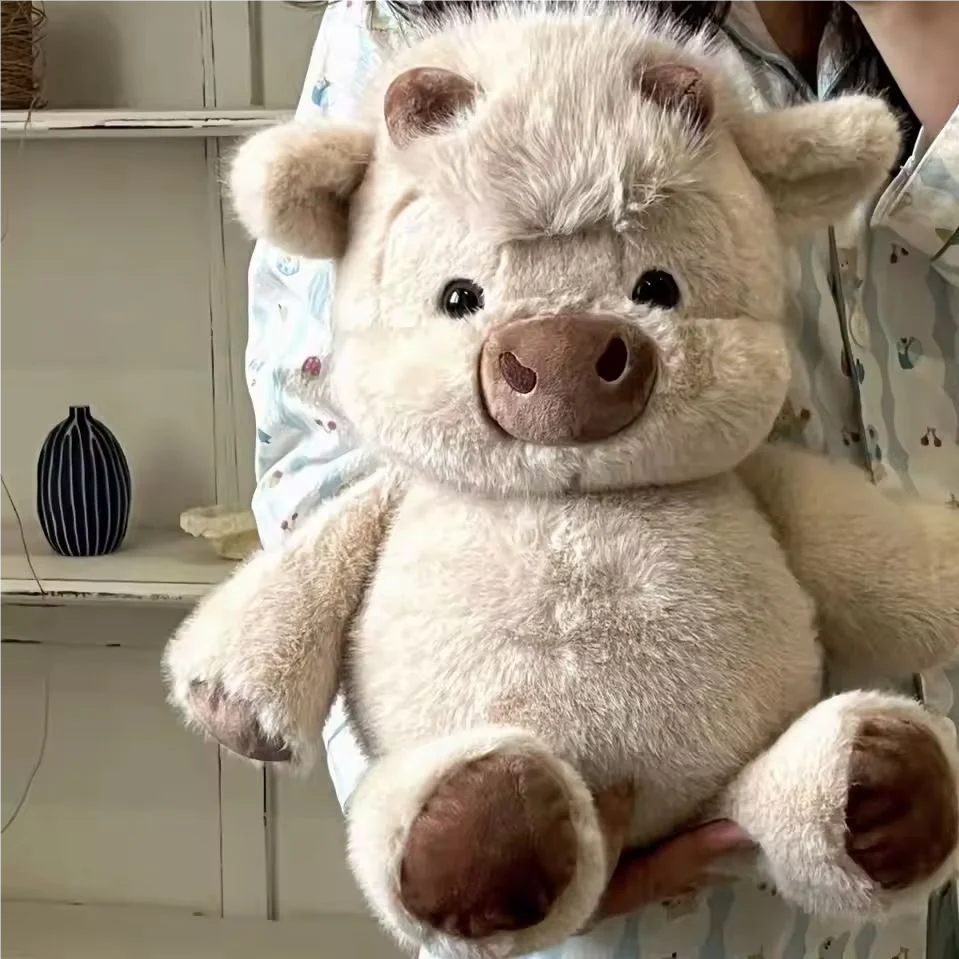 Adorable Highland Cattle Plush Toy - Huggable Running Cow Stuffed Animal Made with Premium Soft Fabric, Soothing Companion