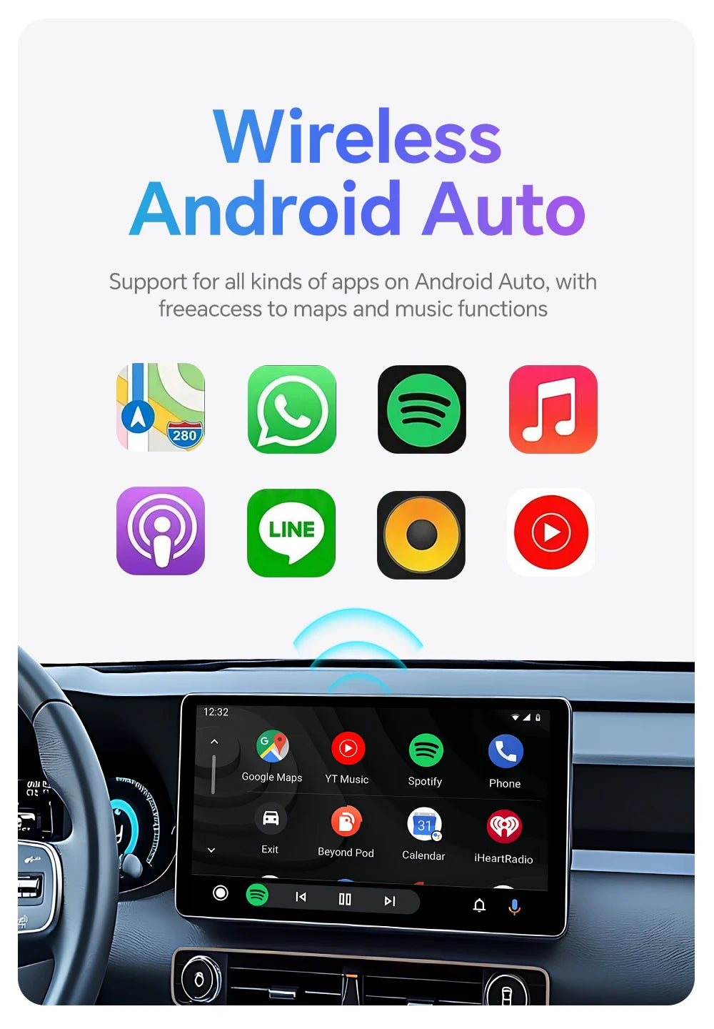 XUDA 2in1 Wireless CarPlay Dongle Wireless Android Auto Adapter AI Smart Box Car Intelligent Systems For Car With Wired CarPlay