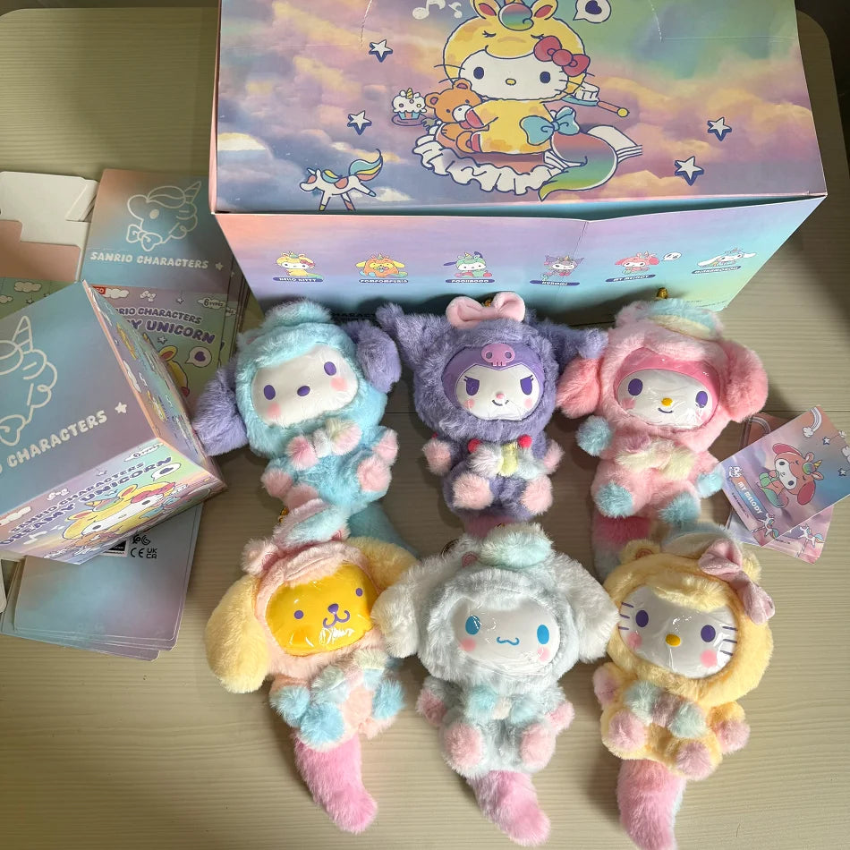 New Dream Unicorn Series Vinyl Plush Doll Blind Box Cute Cartoon My Melody Kuromi Pendants Bag Ornament Toys Mystery Gifts