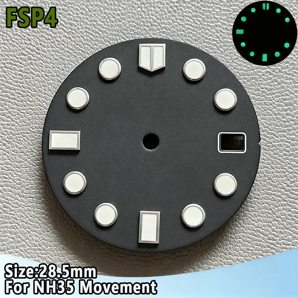 28.5mm NH35 Watch Dial Luminous Dials Single Calendar Dial Suitable For NH35 Movement Can Support DIY Dial Customization Logo