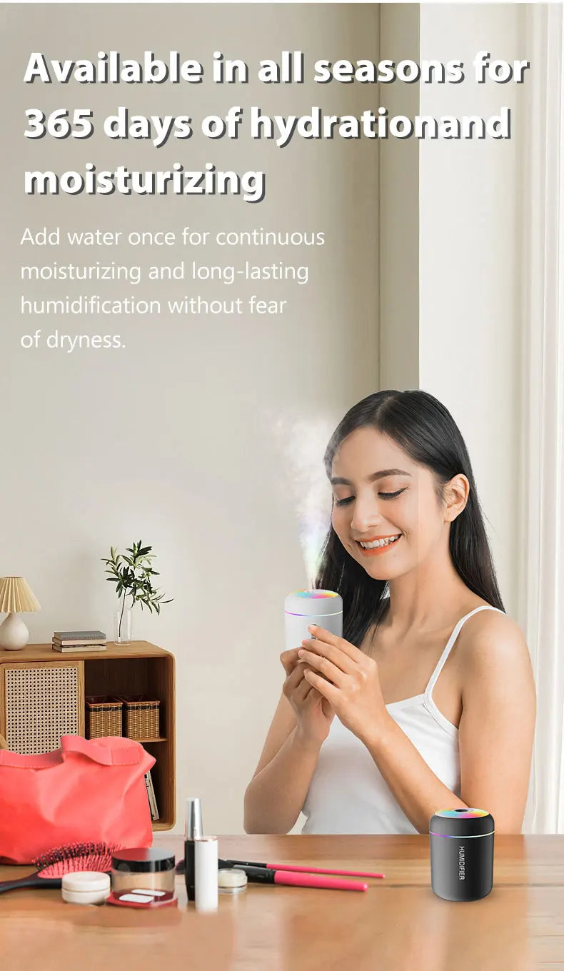 180ML Mini Air Humidifier USB Electric Aroma Diffuser Essential Oil Purifier Aromatherapy Mist Maker Lights For Car Home Bedroom