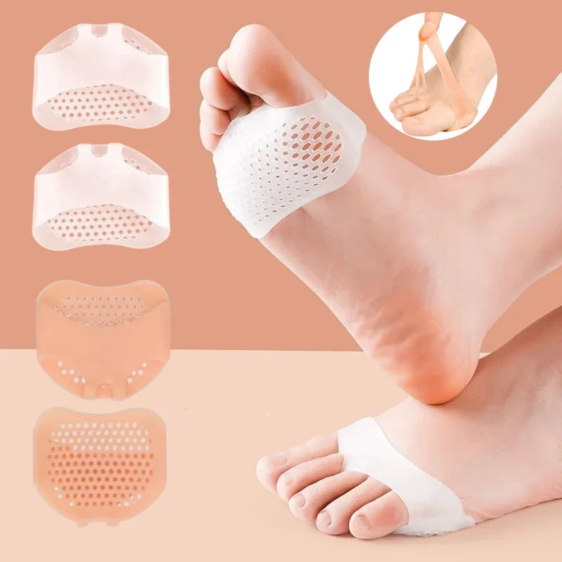 1 Pair Silicone Forefoot Pad Metatarsal Cushion Toe Separator Pain Relief Non-slip Pads Honeycomb Orthotics Foot Massage Insoles