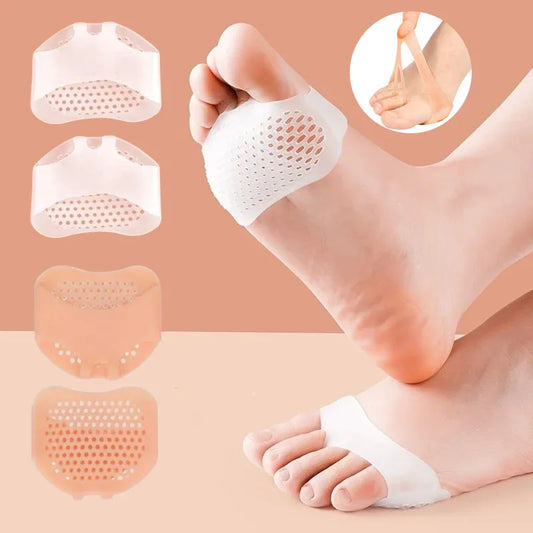 1 Pair Silicone Forefoot Pad Metatarsal Cushion Toe Separator Pain Relief Non-slip Pads Honeycomb Orthotics Foot Massage Insoles