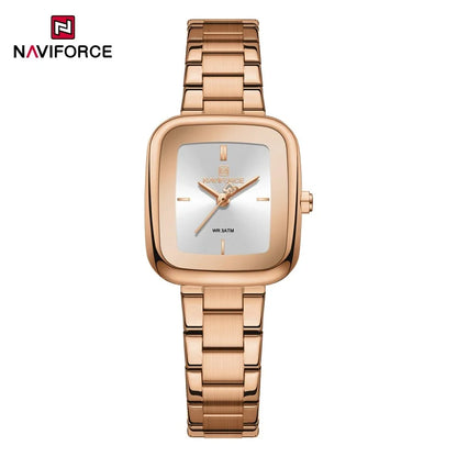 NAVIFORCE Women Quartz Watch Retro Fashion 3ATM Waterproof Stainless Steel High Quality Durable Elegant Daily Ladies Wristwatch