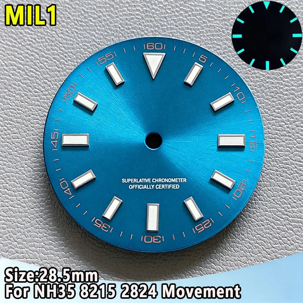 28.5mm NH35 Watch Dial Luminous Dials Single Calendar Dial Suitable For NH35 Movement Can Support DIY Dial Customization Logo