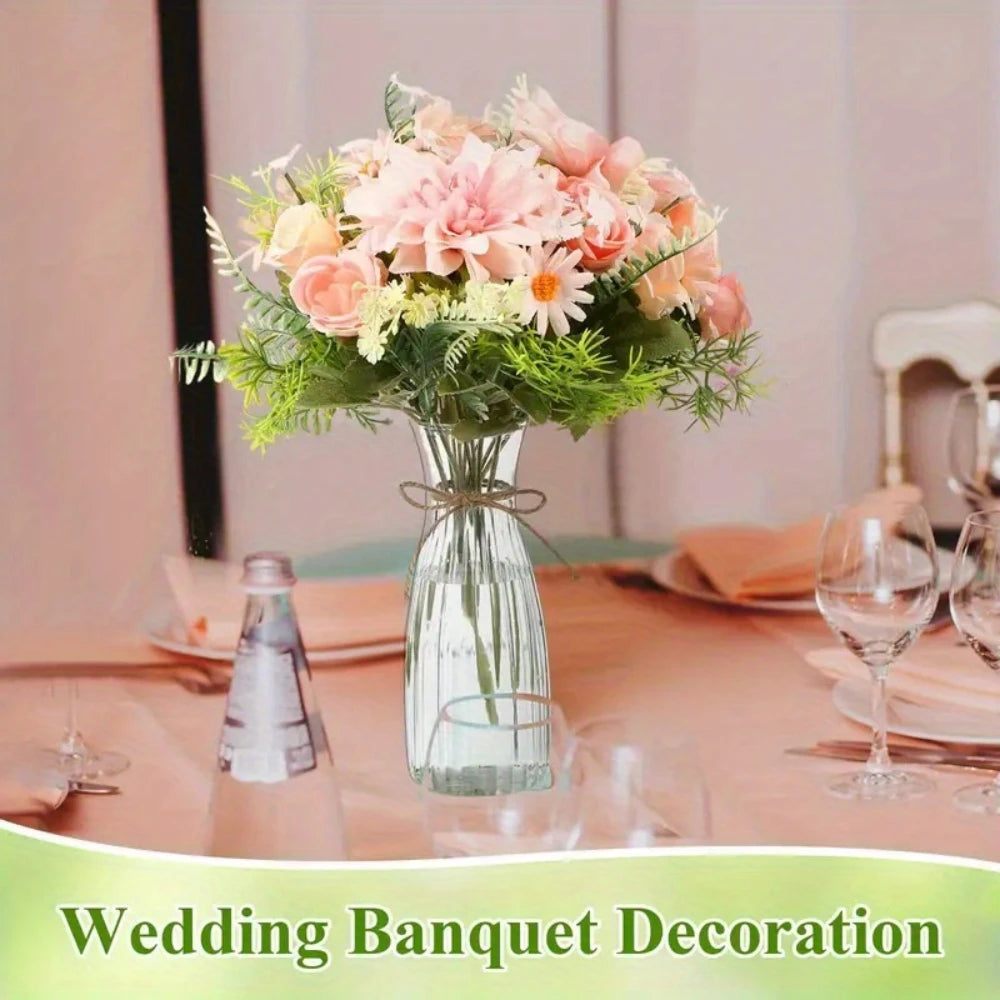 Striped Design Clear Plastic Vases for DIY Floral Arrangements Durable Home Wedding Table Centerpiece Decor