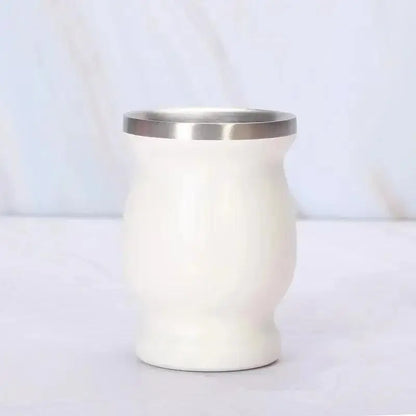 230ML Mate Cup 304 Stainless Steel Double Wall 8oz Portable Tea Mug Mate Tea Gourd With 2 In 1 Straw Spoon Give Cleaning Brush