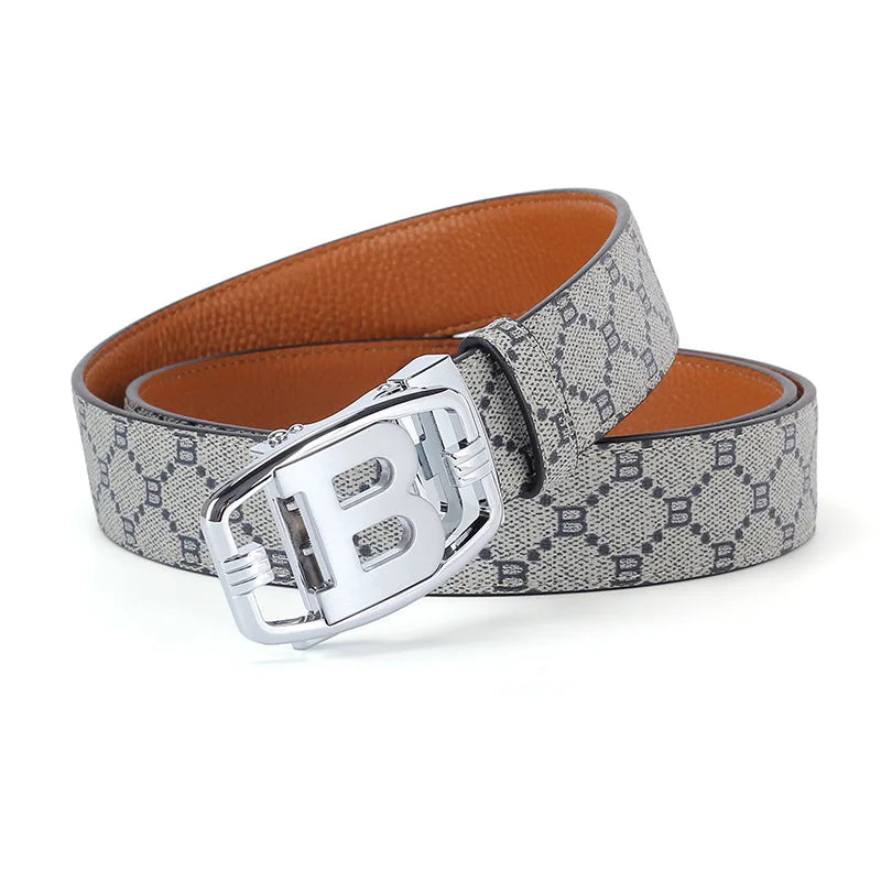High Quality 3.4cm Leather Business Men Belt Luxury Brand Designer famous  work Belts for men Jeans Strap Male Buckle belt